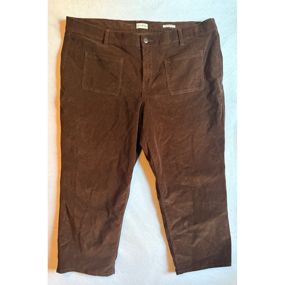 Wonderly Chocolate Brown Corduroy Vintage Straight Leg Pants‎ Size 22W